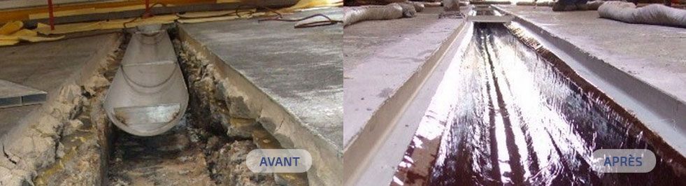 Avant Apres réparation béton - Belzona